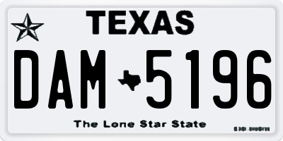TX license plate DAM5196