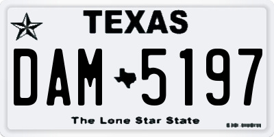 TX license plate DAM5197