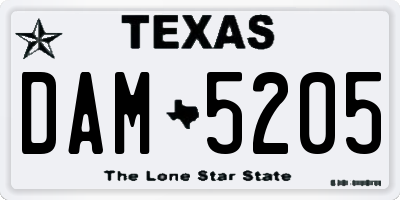TX license plate DAM5205