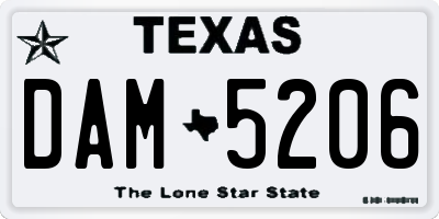TX license plate DAM5206
