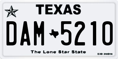 TX license plate DAM5210