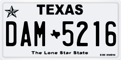 TX license plate DAM5216