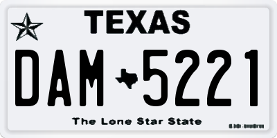 TX license plate DAM5221