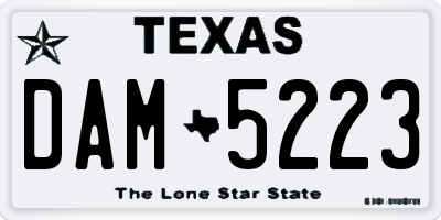 TX license plate DAM5223