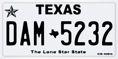 TX license plate DAM5232