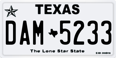 TX license plate DAM5233