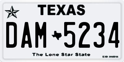 TX license plate DAM5234