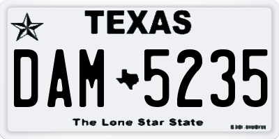 TX license plate DAM5235