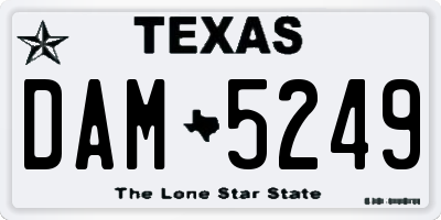 TX license plate DAM5249