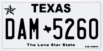 TX license plate DAM5260