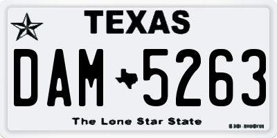 TX license plate DAM5263