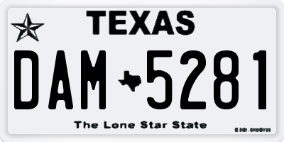 TX license plate DAM5281