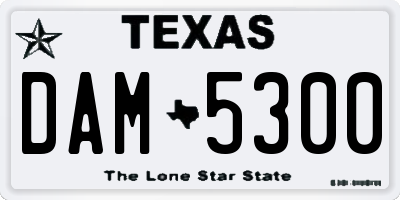 TX license plate DAM5300