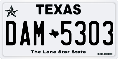 TX license plate DAM5303