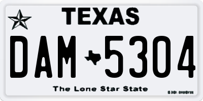 TX license plate DAM5304