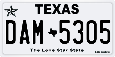 TX license plate DAM5305