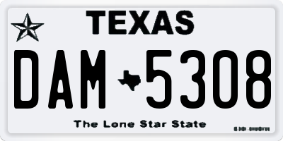 TX license plate DAM5308