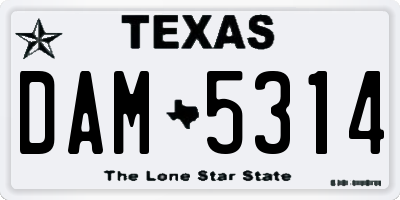 TX license plate DAM5314