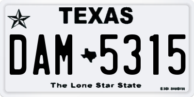 TX license plate DAM5315