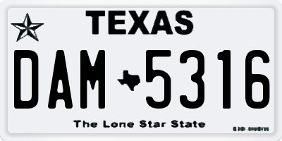 TX license plate DAM5316