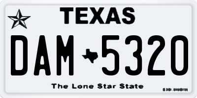TX license plate DAM5320