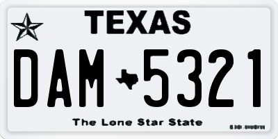 TX license plate DAM5321