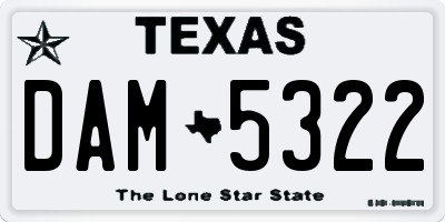TX license plate DAM5322