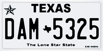 TX license plate DAM5325