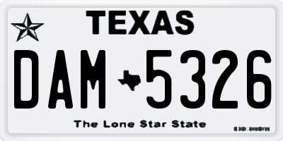 TX license plate DAM5326