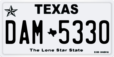 TX license plate DAM5330