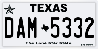 TX license plate DAM5332