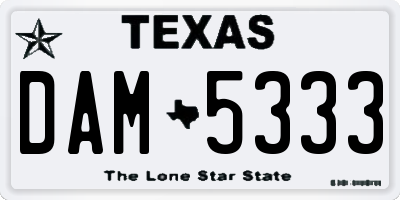 TX license plate DAM5333