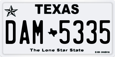 TX license plate DAM5335