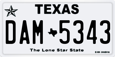 TX license plate DAM5343