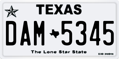 TX license plate DAM5345