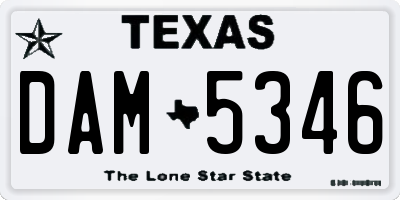 TX license plate DAM5346
