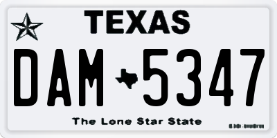 TX license plate DAM5347
