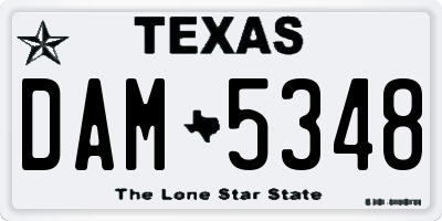 TX license plate DAM5348