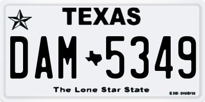 TX license plate DAM5349