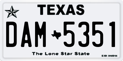 TX license plate DAM5351