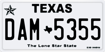 TX license plate DAM5355