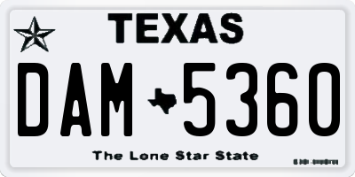 TX license plate DAM5360
