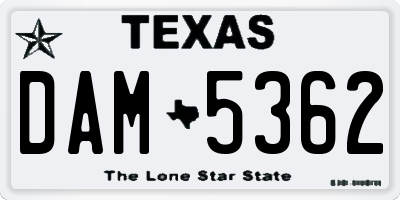 TX license plate DAM5362