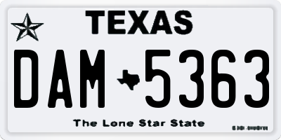 TX license plate DAM5363