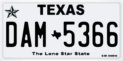TX license plate DAM5366