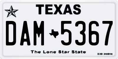 TX license plate DAM5367
