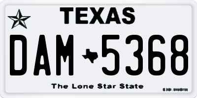TX license plate DAM5368