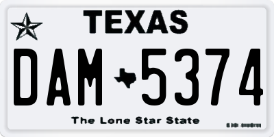 TX license plate DAM5374