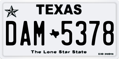 TX license plate DAM5378