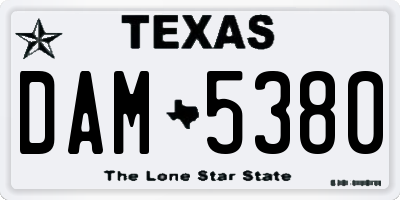 TX license plate DAM5380